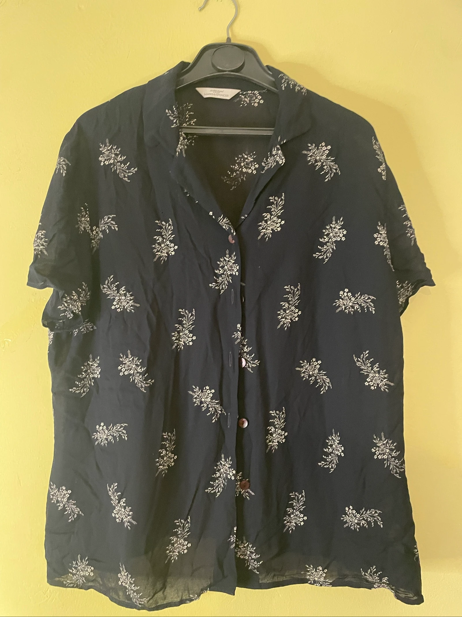 Zwarte Bloemenblouse Korte Mouwen – photo 3